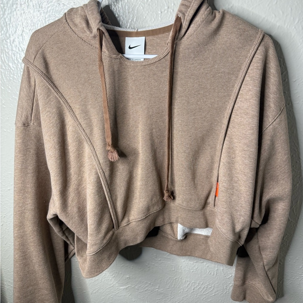Nike Women's Beige Cropped Hoodie